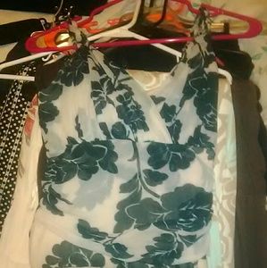 EUC Tan & Black flower print maxi dress sz Large